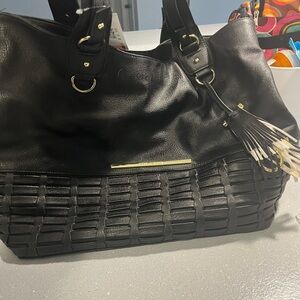 Elegant Black Leather Tote Bag
